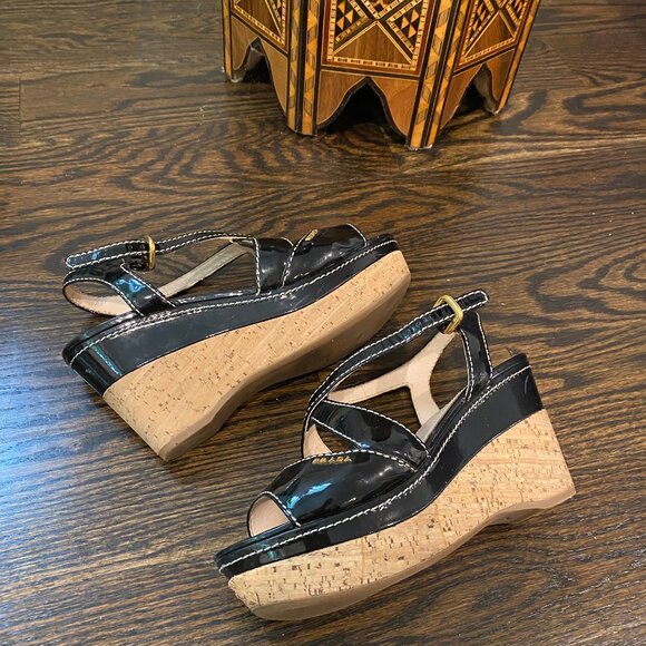 Prada Wedge Sandals Size 8 - Like New - Picture 6 of 8